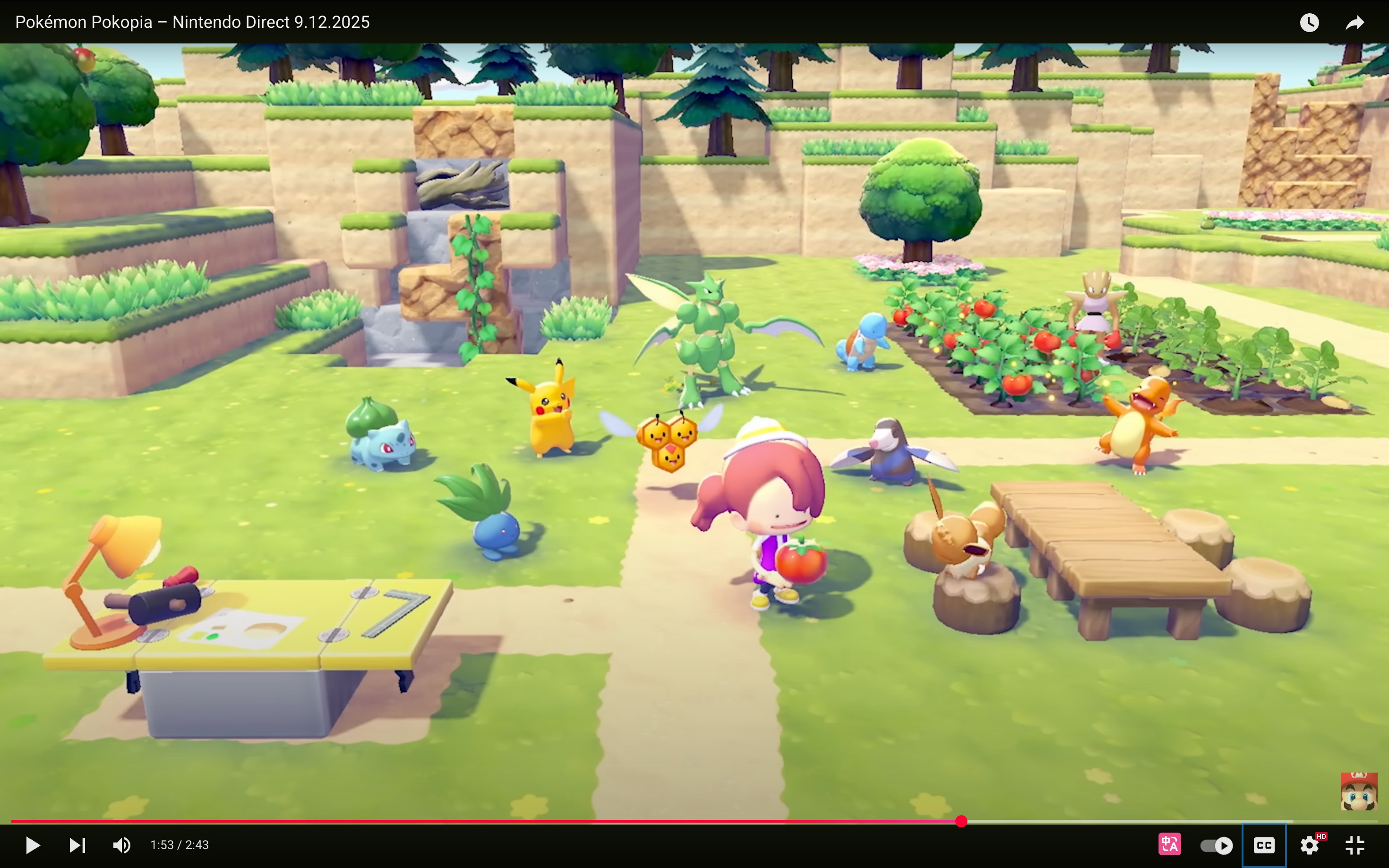 Pokopia player building and placing cozy furniture outdoors